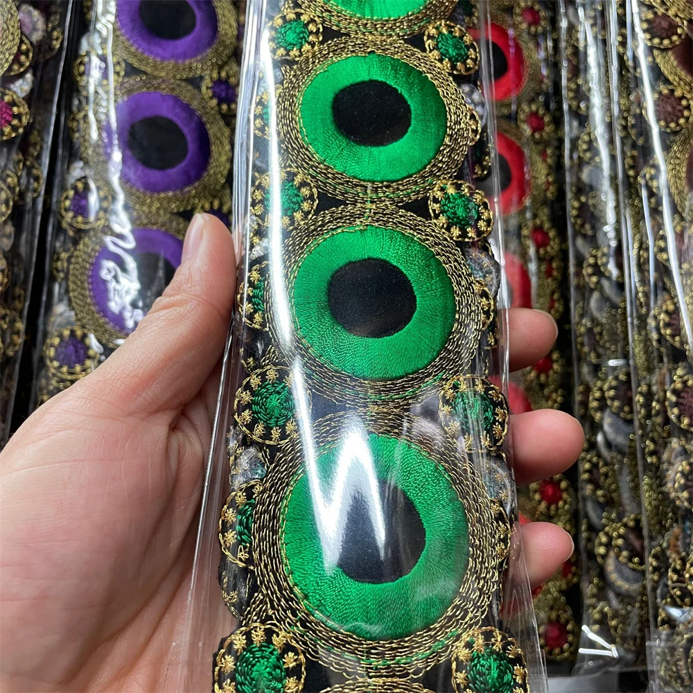 6Meters Fashion Iron on flower  Lace Ribbon  Embroidered Flower Trim Tape Fabric DIY Clothes
