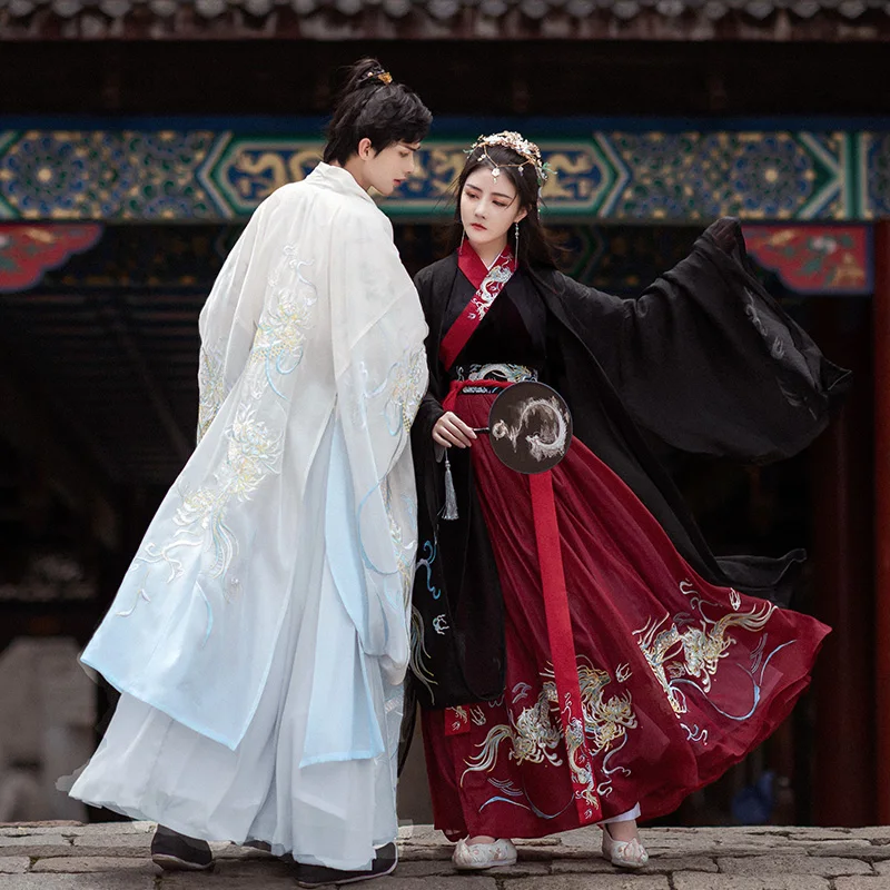 Couple Hanfu Coat New Style Embroidered Cloak Chinese Traditional Big Sleeve Coat Han Tang Song Ming Dynasty Clothes DQL5457