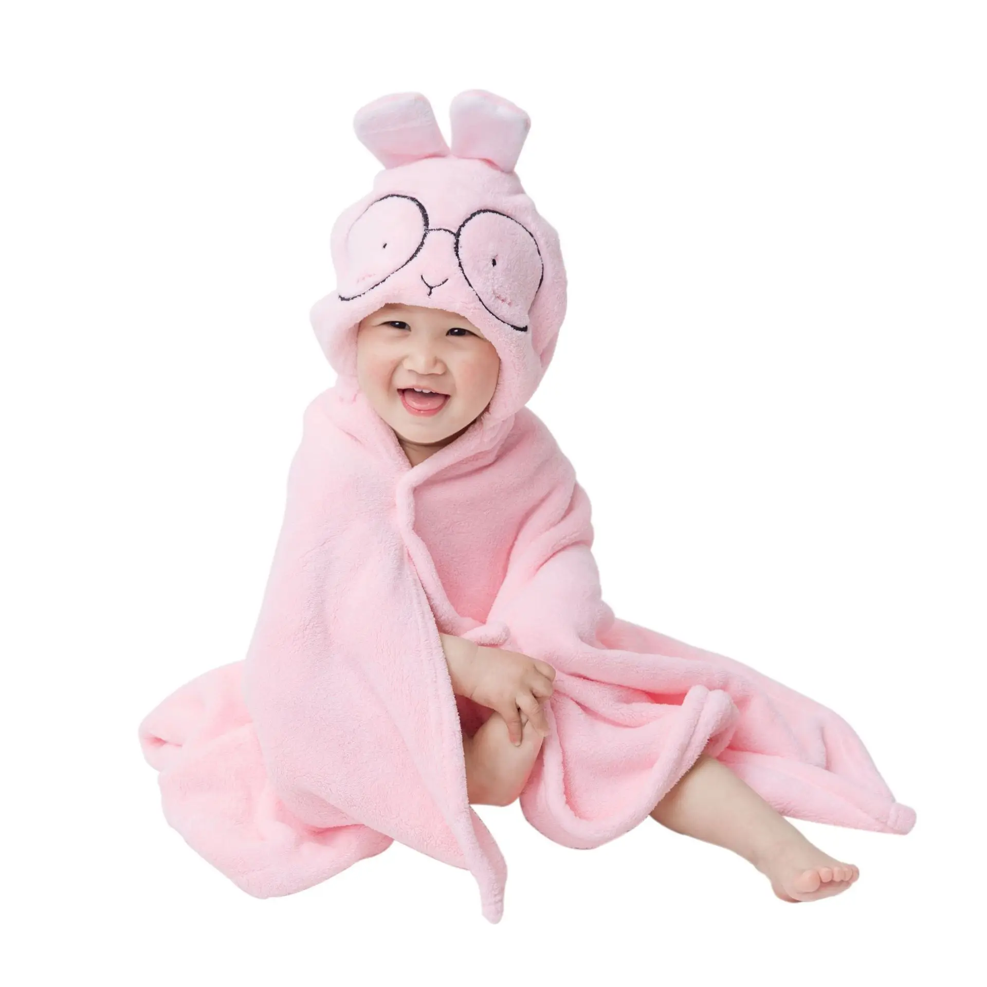 Children's Hooded Bathrobe Cloak Can Wear Bath Towels,Coral Fleece, Baby And Older Children's Absorbent Home Clothes