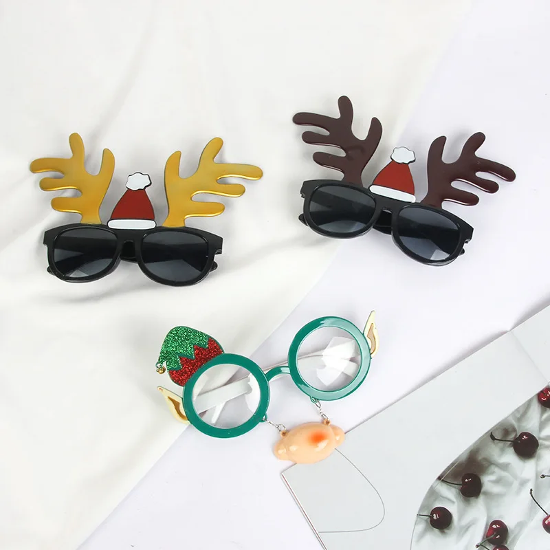 Navidad 2022 Kid Gift Xmas Tree Reindeer Glasses Frame New Year Merry Christmas Glasses Photo Prop Christmas Decoration for Home