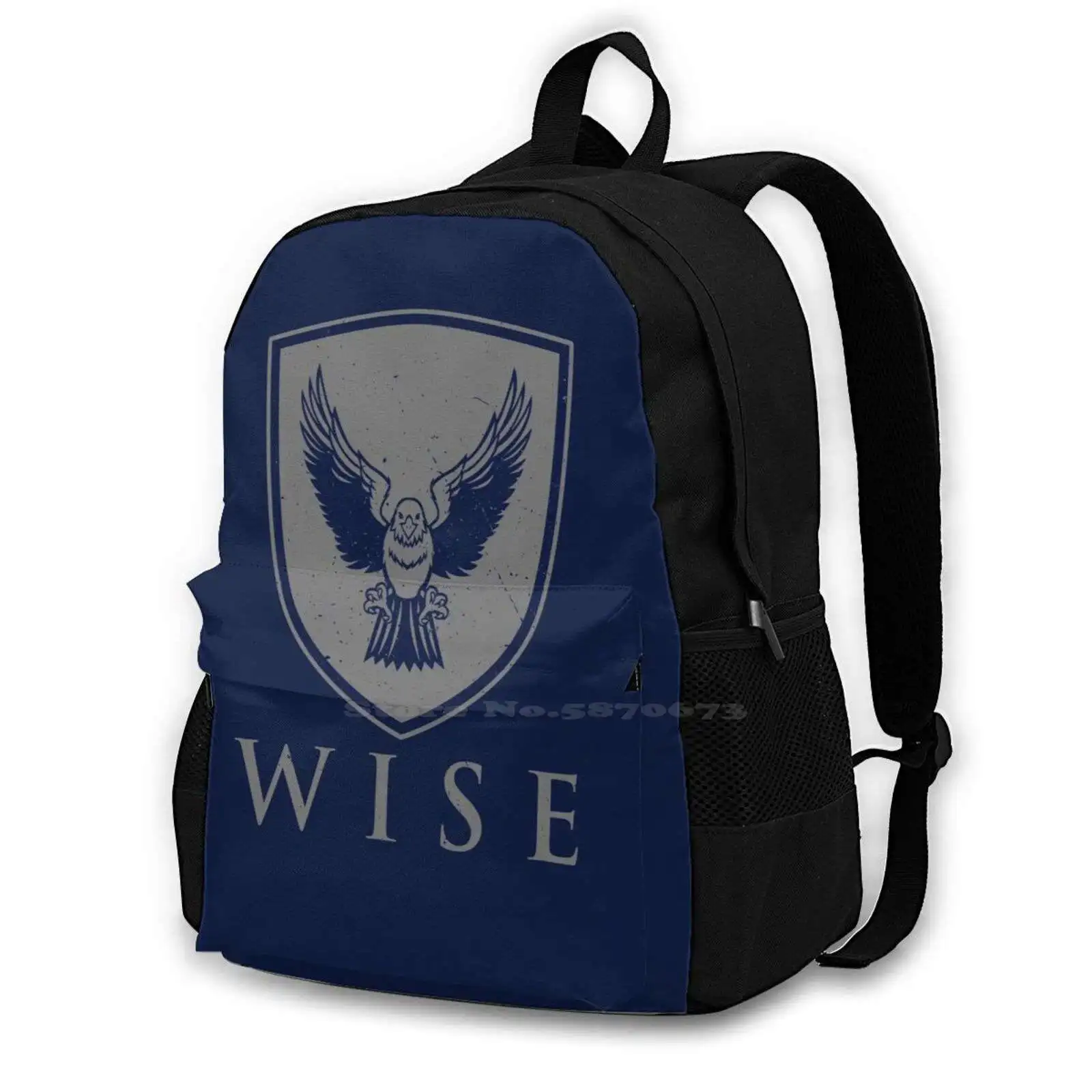 Wise Bag Backpack For Men Women Girls Teenage Black Eagle Wise Blue Silver Knowledge Magic Houses Seal Pinoy Philippines Hp