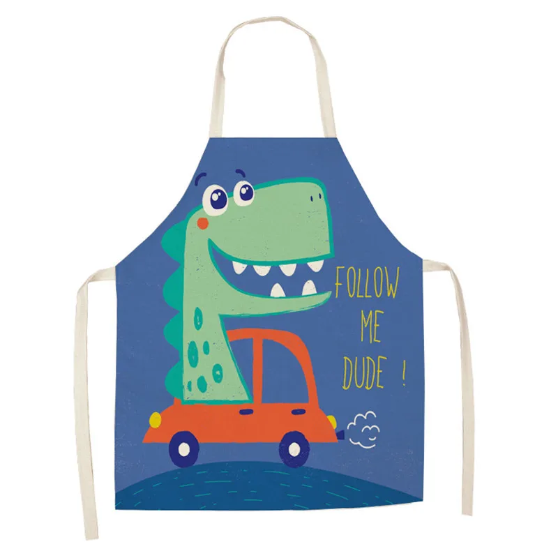 Cartoon Dinosaur Cute Apron Children\'s Kitchen Baking Parent-child Apron  Apron Creative Animal Print Overalls Aprons  Woman