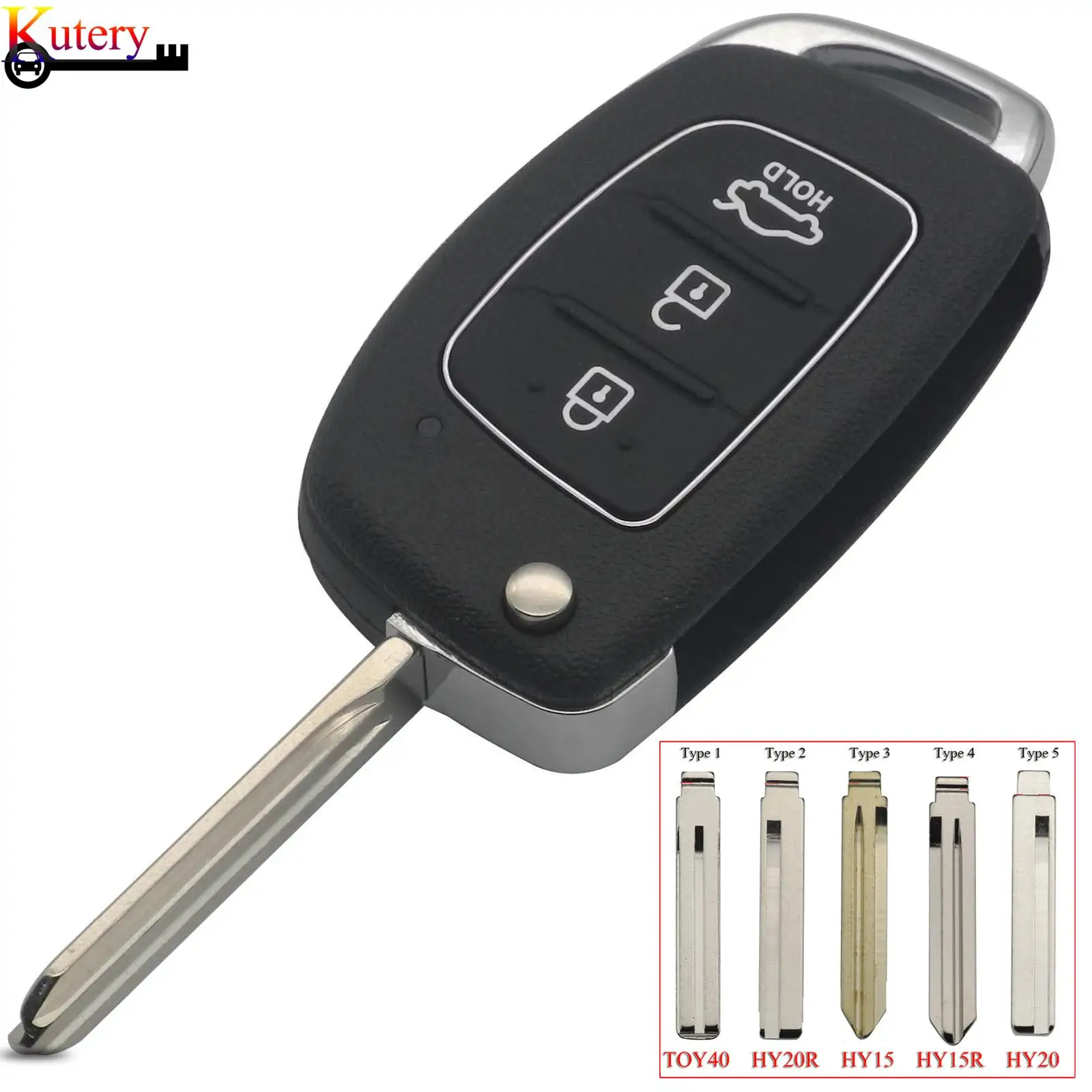 

jingyuqin Remote Car Key Shell For Hyundai IX45 I30 Accent Elantra Solaris Sonata Tucson Santa Fe 3Buttons Key Case Replacement