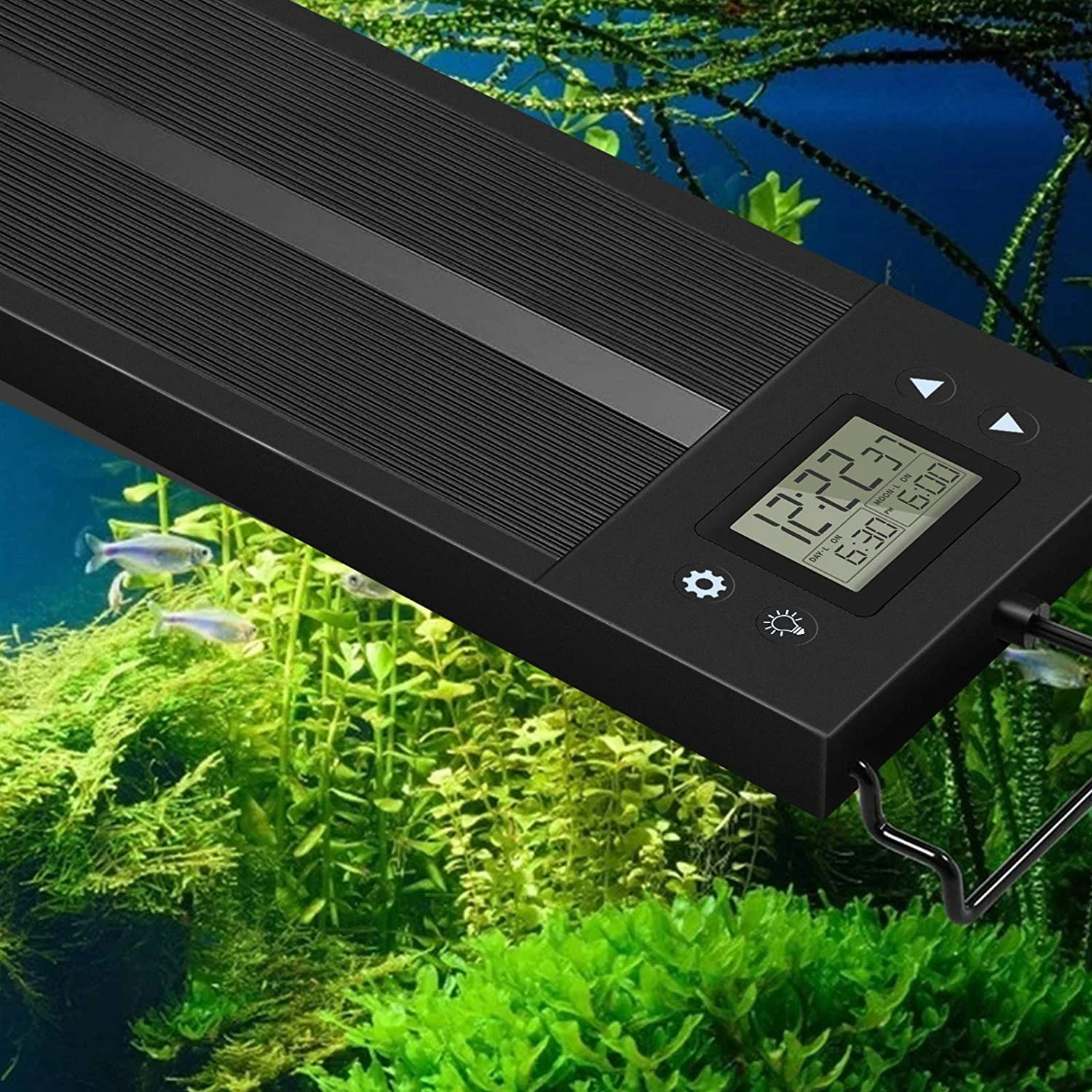 Iluminación de encendido y apagado automático para acuario, luz LED de espectro completo para pecera con temporizador, lámpara de amanecer y