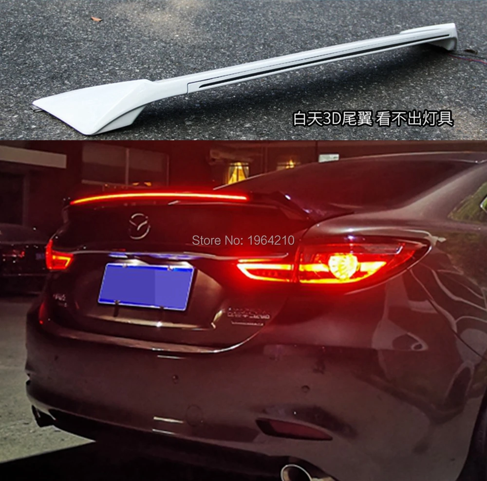 ABS Plastic Painted Black Red White Color Rear Spoiler Trunk Boot Wing Spoiler With Led Light For Mazda 6 ATENZA 2014-2020