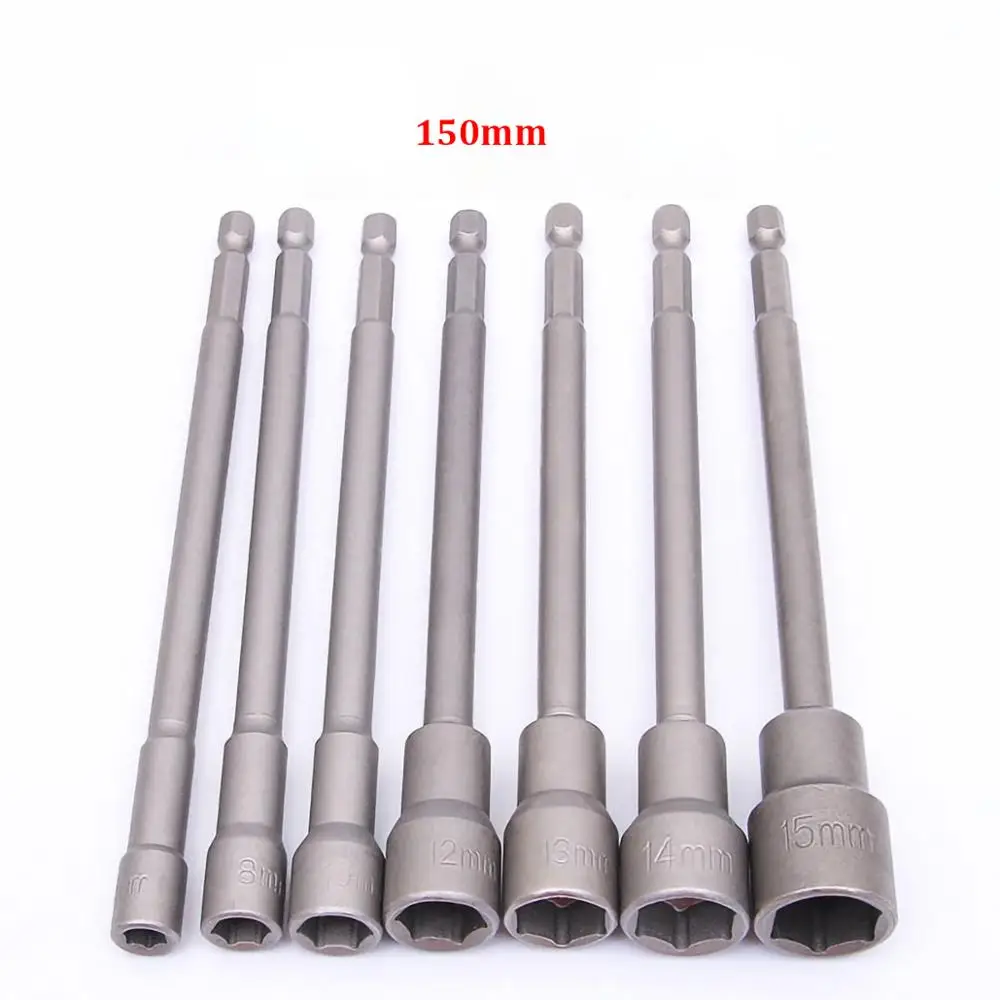 Broca de destornillador eléctrico con vástago de 1/4 ", tuerca hexagonal magnética, longitud de 65mm, 80mm, 100mm, 150mm, 6mm - 19mm