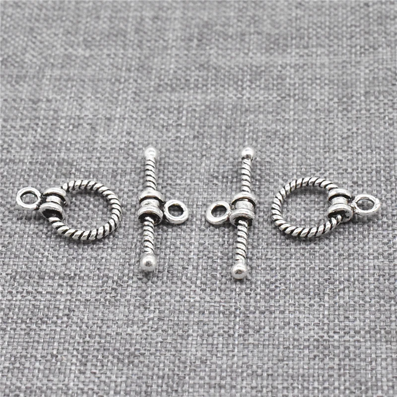 

5 sets of 925 Sterling Silver Oxidized Coiled Toggle Clasps for Necklace Bracelet