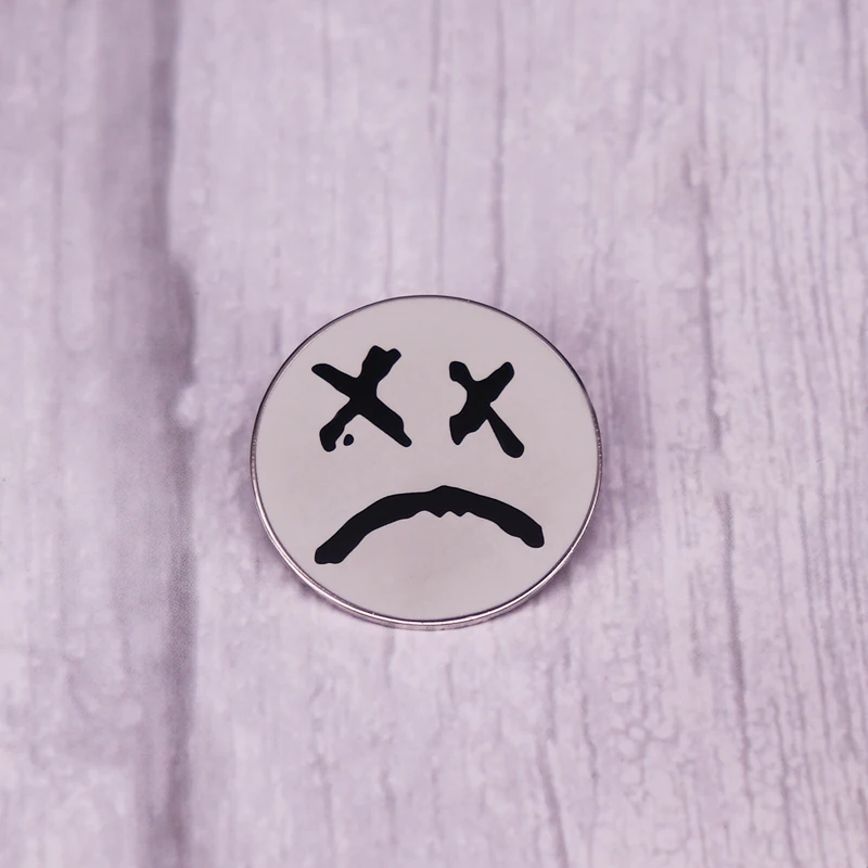 Crying Sad Face Lil Peep Enamel Pin Hip Hop Hellboy Rap and Rock Music Star Button Badge