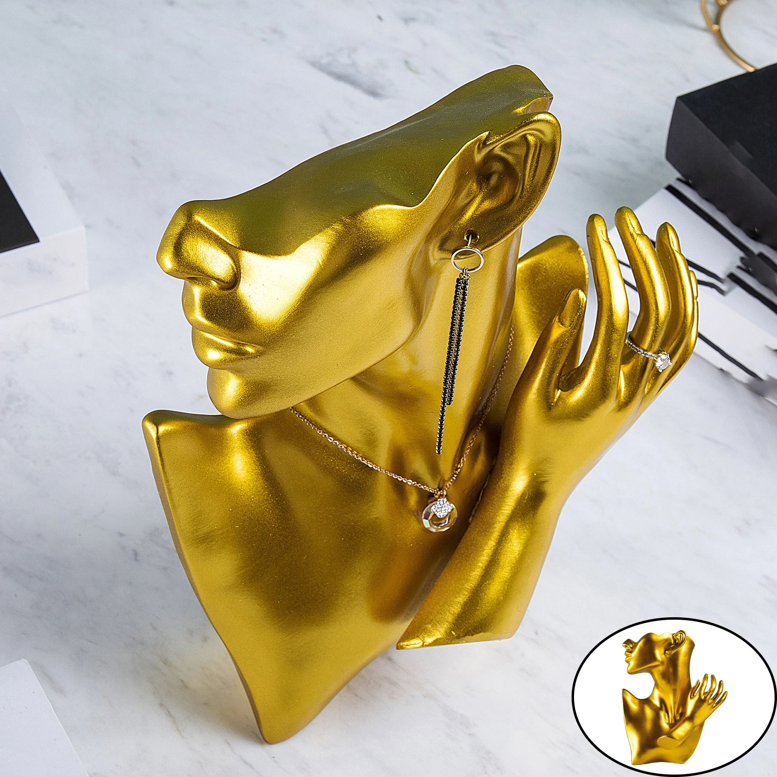 2022 New Resin Jewelry Mannequin Neck Bust Display for Necklace Pendant Earring Display Stand Holder Showcase Decorate Retail