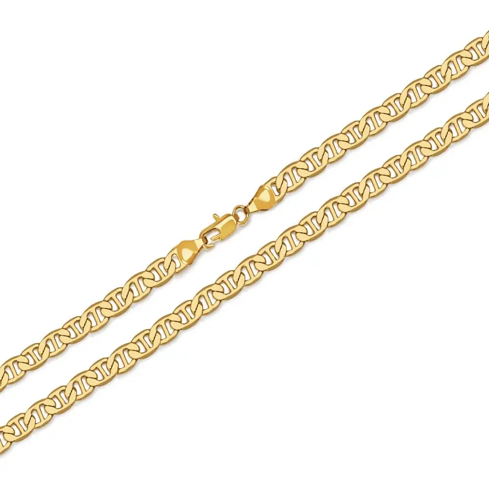 MxGxFam ( 50 / 60 cm x 3 / 5.5 / 7 mm ) Yellow Gold Color Long Flat Necklaces For Men Fashion Jewelry Lead and Nickel Free