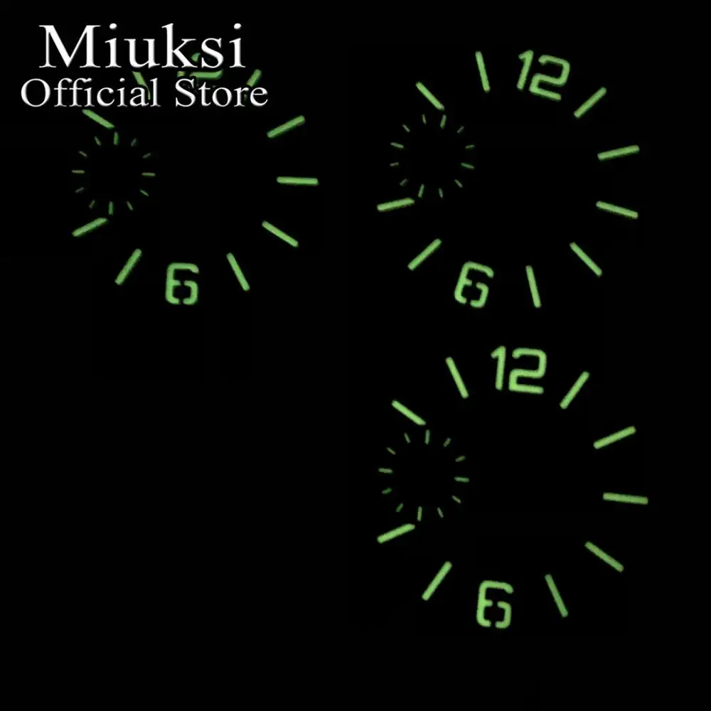 Miuksi 38.5mm black white blue green sandwich watch dial luminous dial fit ETA 6497 or Seagull ST3600 movement