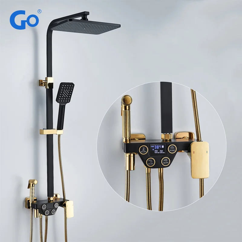 

Black Thermostatic Digital Display Shower Faucet Rain Shower Faucet Bidet Faucet Spout Faucet Tap Water Flow Power Generation