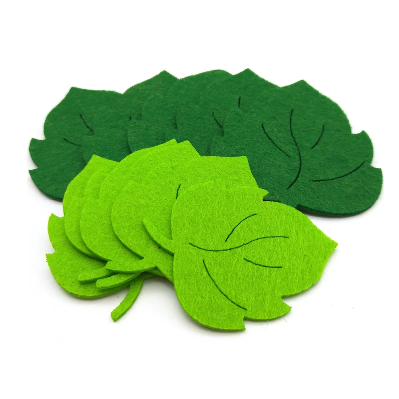 10PCS Random Color Leaf Non-woven Felt Green Tree Leaves Patch Appliques DIY Wall Craft Accessories Supplies