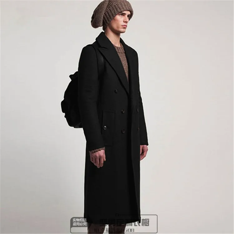 S-7XL!!2020 Young autumn/winter trendsetter thick woolen coat British over-the-knee long woollen coat hair stylist coat black