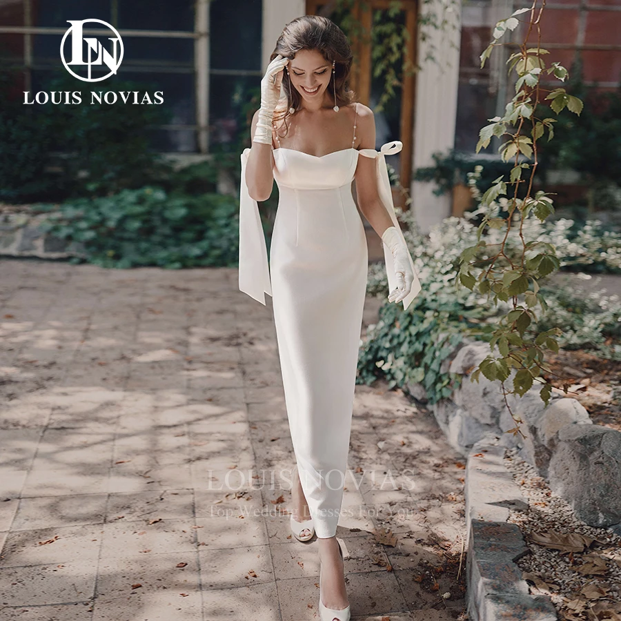 LOUIS NOVIAS غمد فساتين الزفاف للنساء مثير السباغيتي حزام شريط من الساتان الحبيب سبليت فستان زفاف Vestidos De Novia