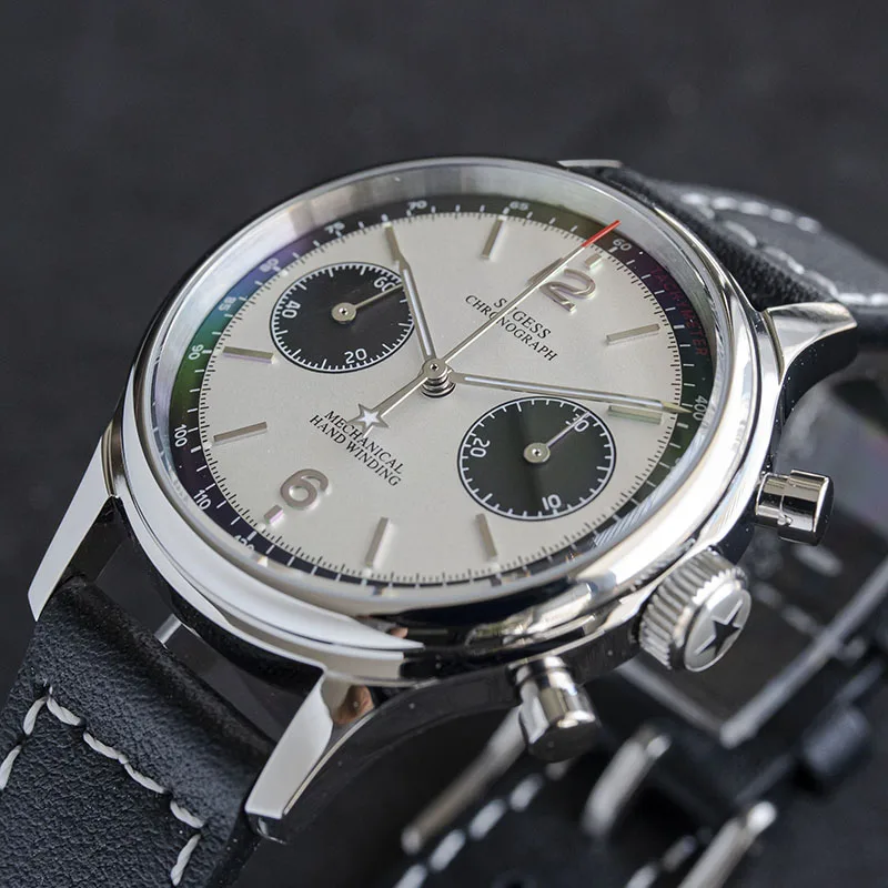 Sugess-Reloj de pulsera de piloto para hombre, cronógrafo mecánico, Panda, Air Force Sapphire, para movimiento Original ST1901 v3, 1963