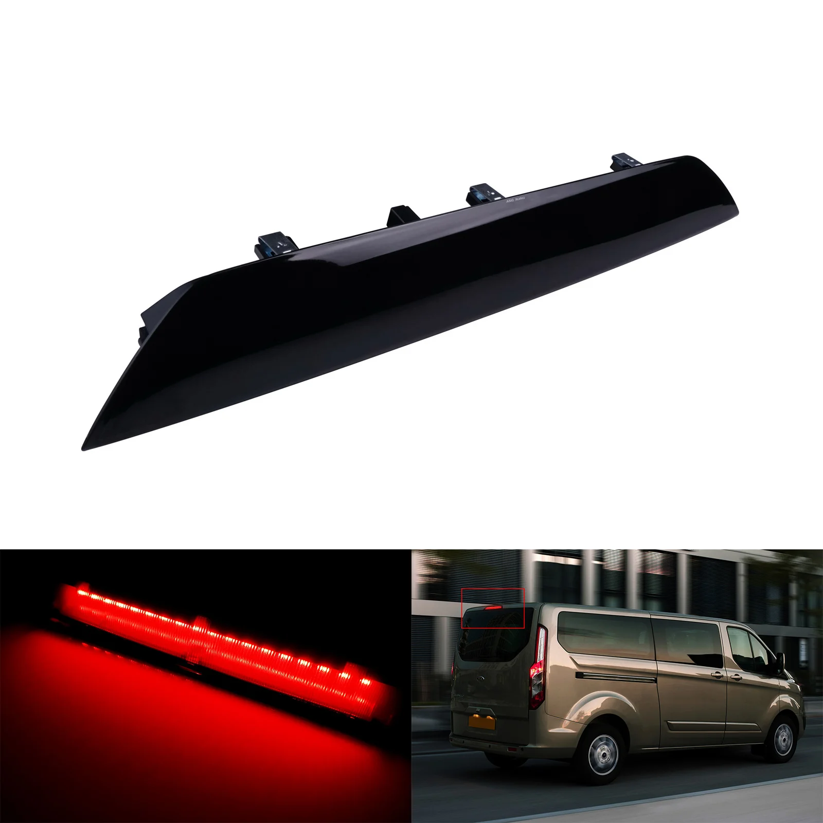 Fit Ford Transit 2012-up Third Red LED High Level Brake Stop Light Black Lens