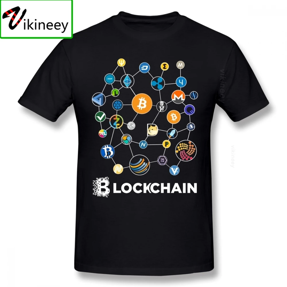 Blockchain BitCoin Litecoin Ripple Ethereum Cryptocurrency T Shirt For Men Popular Tee Christmas Gift Tshirt Cotton