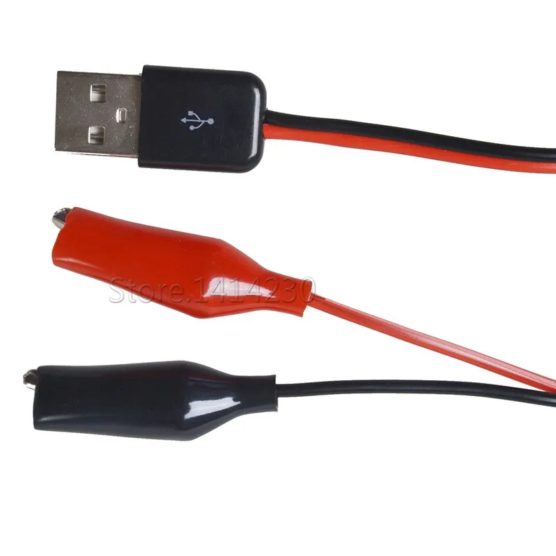 

DIY Power Wire Red Black Alligator Test Clips to USB Male Connector Power Supply Adapter Wire 60cm