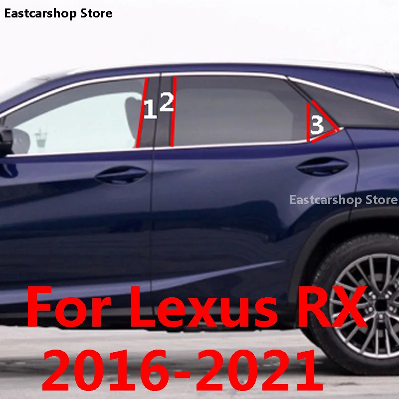 

For Lexus RX 300 350 450h 2021 2020 Car Middle Column PC Window Trims Decoration B C Pillar Strip Sticker Accessories 2016-2019