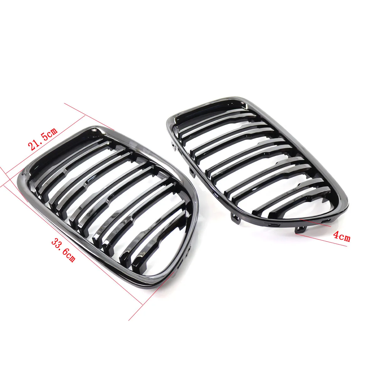 1 Pair Glossy Black Car Front Bumper Dual Slat Kidney Grille Grill For BMW X1 Series E84 SDrive XDrive 2009-2015 Car Accessories