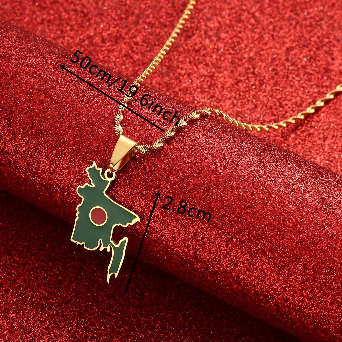 Map of Bangladesh Flag Necklaces for Women Girls Stainless Steel Bangladeshi Maps Chains Bengali