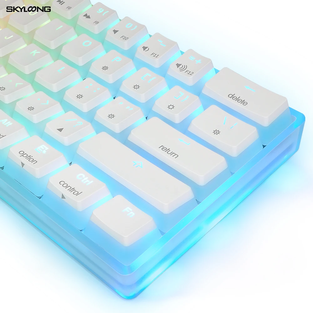 SKYLOONG-Mini portátil com fio mecânico Hot Swap, RGB Backlit, Amarelo, 61 chaves, V2, GK61, SK61, AK61, 60% Gamer, 3Pin