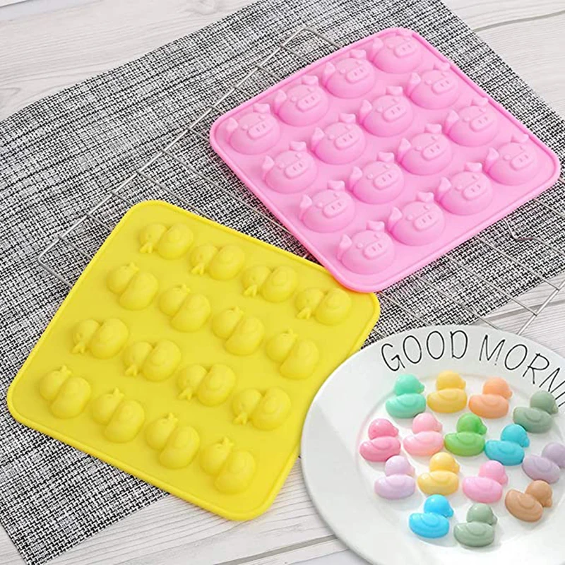 Cartoon Silicone Mold For Baking Stitch Bear Mouse Cat Pig Duck Chocolate Soap Mould Animal Cake Decorating Tool Cupcake Topper