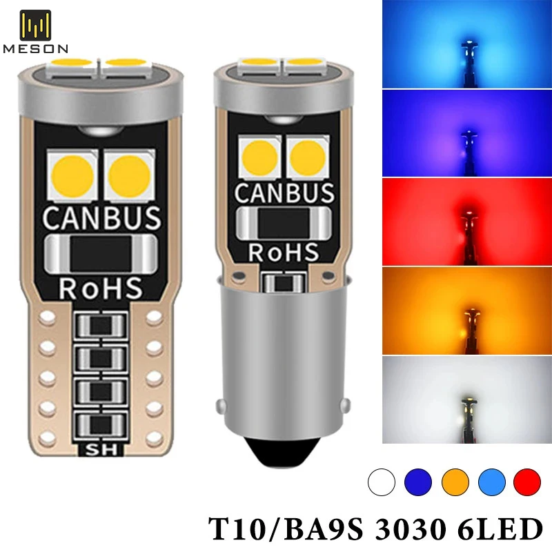 

100PCS T10 W5W Car canbus LED T10 Interior light 194 501 6SMD 3030 Instrument Lights bulb Wedge Plate Dome light no error 12V