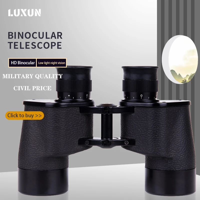 LUXUN 7X40 HD High Magnification Military Telescope Waterproof Camouflage Black Telesope Outdoor Hunting Powerful Binocular