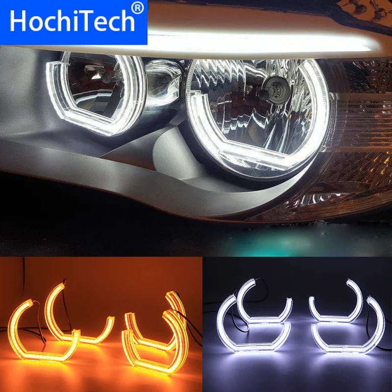 

For BMW 3 Series E90 E92 E93 M3 2007-2013 DTM M4 Style LED Angel Eye Kit Dual White Amber Switchback Turn Signal Light