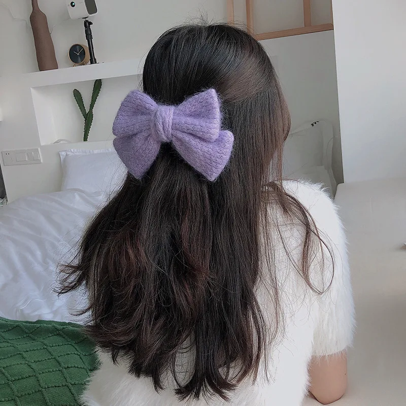 New fashion girl wool knitted big bow hairpin temperament top clip sweet hair card headdress hair accessories