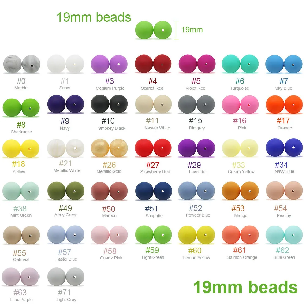 Cute-idea 19mm Silicone Beads 10pcs Food Grade Round BPA Free Teething  Beads DIY Baby Pendant Nursing Necklace Pacifier Chains