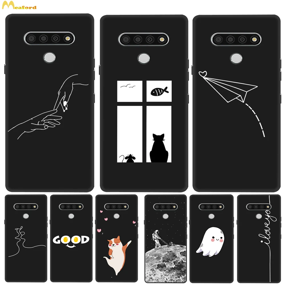 Black Hollow Case For LG Stylo 6 Stylo 5 Silicone Cover Stylo6 Stylo5 Phone Cases Cute Queen Husky Pattern Soft Protector Funda