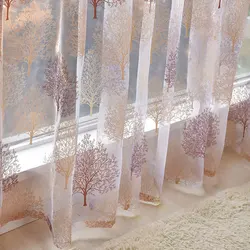 Modern Printed Tulle Curtains for Living Room Kitchen Luxury Leaf Sheer Curtain for Bedroom Voile Curtain For Window Blind Drape