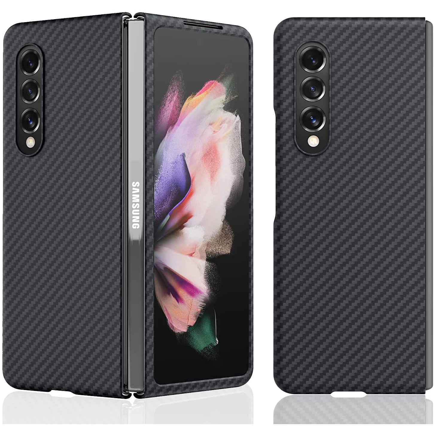 

Real Carbon fiber Phone Case For Samsung Galaxy Z Fold 3 Case, Aramid Fiber Slim Design Z Fold3 5G Anti-fall Phone Shell