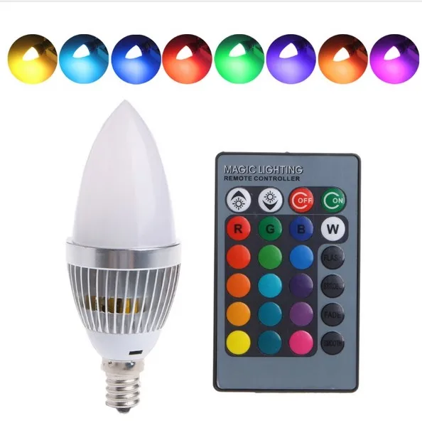 

RGB LED Candle Bulb E27 E14 E12 Holiday Lights with Remote control 120 Degree Beam Angle for Party Lamps