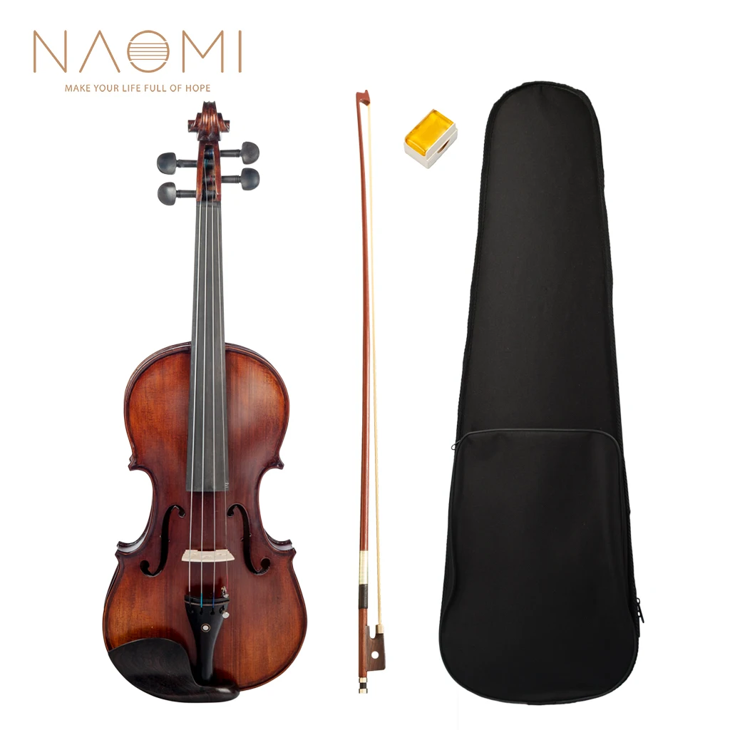 

NAOMI Acoustic Violin 4/4 Full Size Violin Fiddle Matte Finish Violin Ebony Accessries New