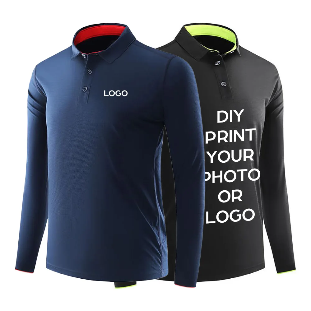 Custom Polos Shirts Men Quick Dry Long Sleeve Tops Autumn Winter Unisex DIY Printing Picutre Or Logo Women Sports Wear Jerseys