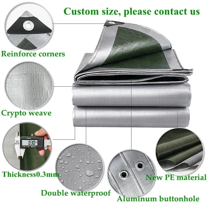 Lona de PE impermeable para exteriores, lona de 0,32mm para jardín, planta, cobertizo, barco, camión, cubierta de vela sombreada para perros y