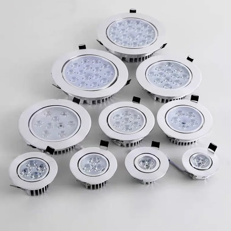 Round dimmable LED downlights, 3W, 6W, 10W, 14W, 18W recessed COB LED ceiling light, ac85-265V indoor lighting