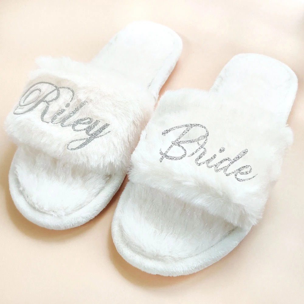 Pantofole di corallo personalizzate per damigella d\'onore, regalo della sposa, regali di nozze per gli ospiti, decorazione per addio al nubilato di