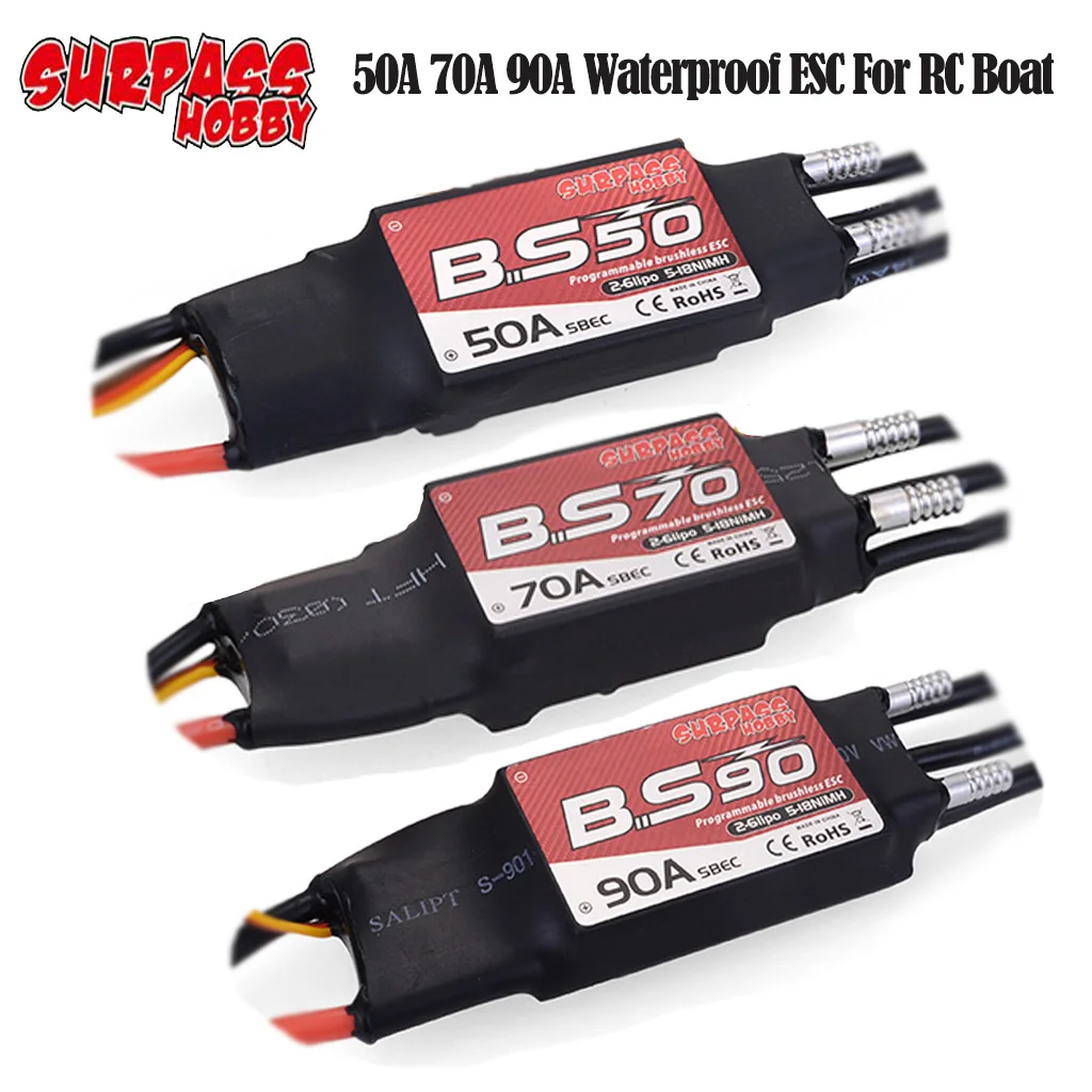 Waterproof 50A ESC Boat Brushless Electric Speed Controller & 2-6S Lipo BEC 5.5V/5A Program Card for RC Model Ship