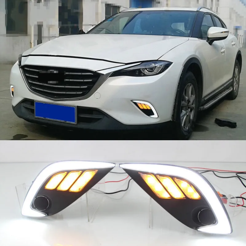 1 set For Mazda CX-4 CX 4 CX4 2016 2017 LED DRL Daytime Running Light Fog Daylight yellow Signal lamp car-Styling