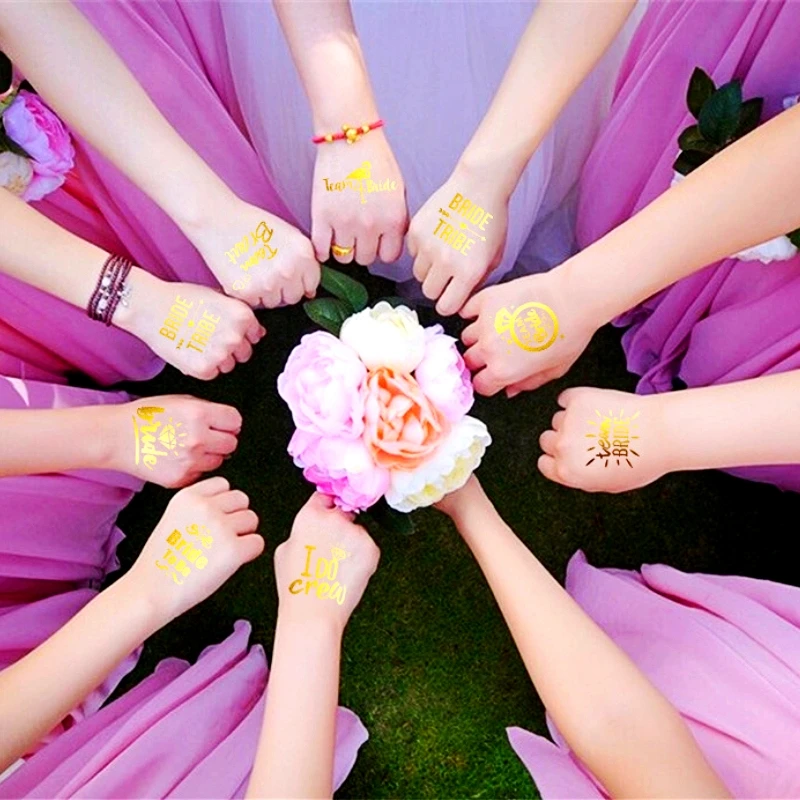 Team Bride Bachelorette Party Bridesmaid Tribe Team Temporary tattoo decoration Sticker Hen Night Golden Bride To Be wedding