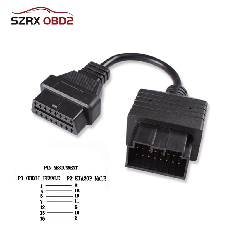 for GM 12 Pin Auto Diagnostic Connector OBD2 Cable for GM OBDII Connector for GM12 to 16 Pin Cable For GAZ 12Pin  For KIA 20Pin