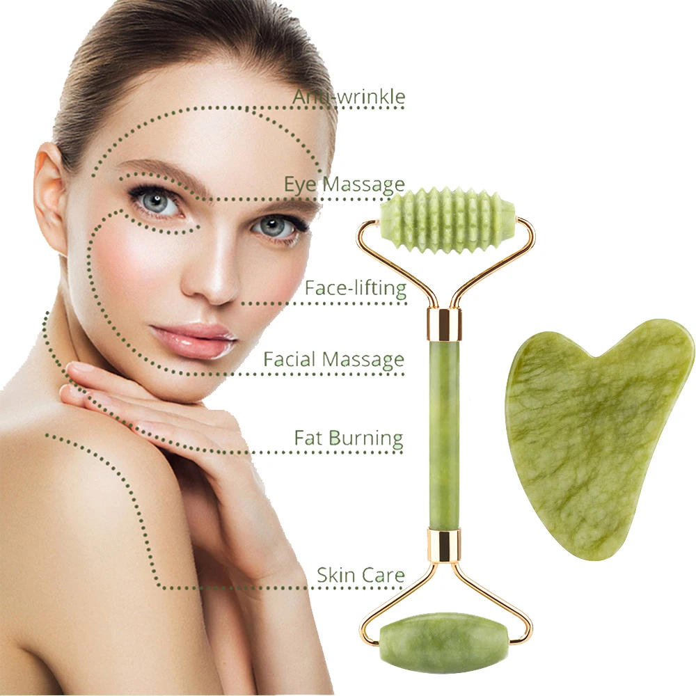 Face Roll: Il Migliore Strumento per un Viso Più Tondo e Rilassato con il Gua Sha Naturale in Pietra Verde