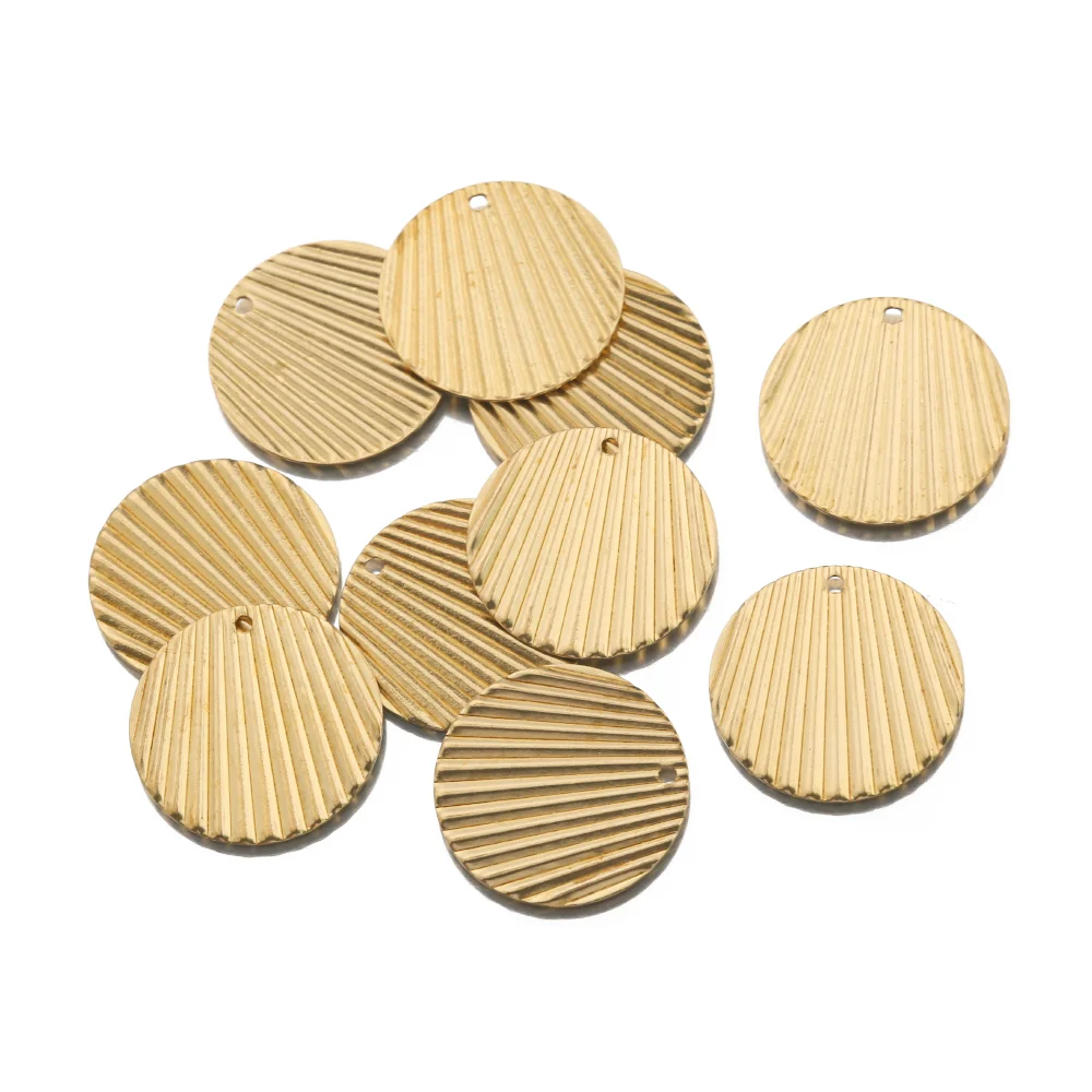 

10Pcs/Lot Pure Raw Brass Pleated Disc Charms Folded Streaked Round Pendants For Diy Earrings Necklace Bracelet Jewelry Making