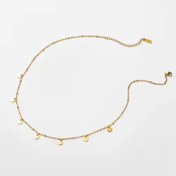 New Waterproof Stainless Steel Gold Plated Round Charms Pendant Necklace for Women Girl Trendy Jewelry Gift