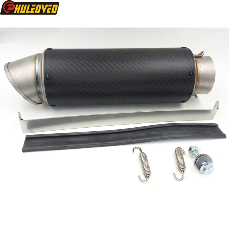 

Customized 51mm 61mm 63mm 65mm Motorcycle Exhaust Muffler Pipe Carbon Fiber Motorbike Exhaust Tailpipe Muffler Escape Demper